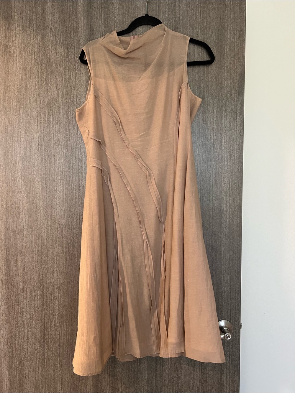 Sleeveless Neutral Beige Flow Dress